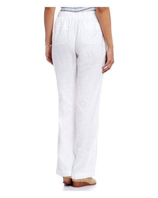 Vince camuto Two By 4-pocket Wide Leg Linen Pants in White | Lyst